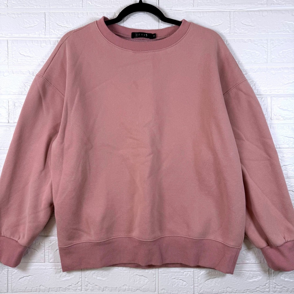 EFAN Sweatshirt Womens M Pink Oversized Crewneck Fleece Pullover Drop Shoulder